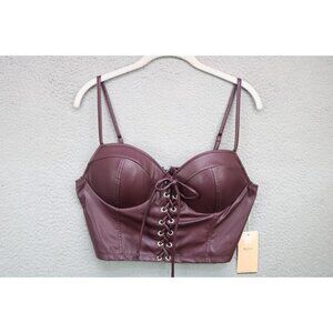 Blashe Dark Purple Corset Cropped Top-Large-Y2K-90's-Biker-New with Tags